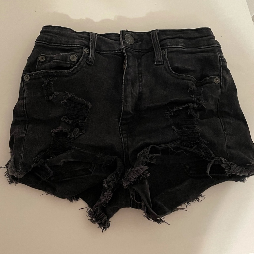 Black, ripped aeropostale jean shorts size 2